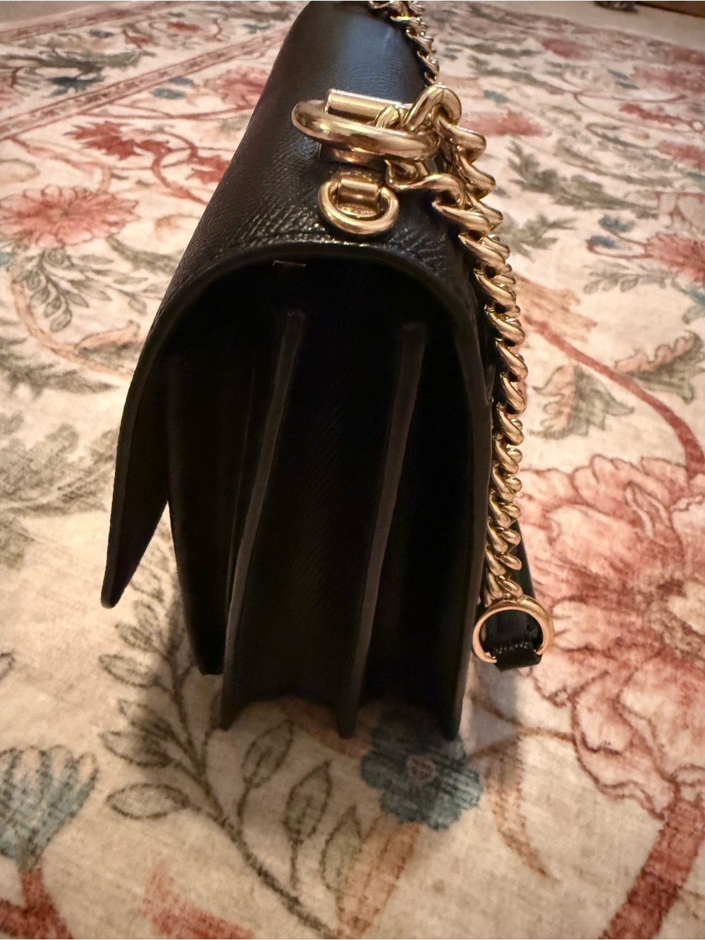 Coach Black Leather and Signature Canvas Chain Crossbody with Gold Hardware - Picture 11 of 16